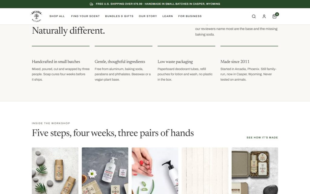 Arcadia Natural redesign: five steps, four weeks, three pairs of hands